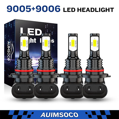 #ad 9005 9006 LED Headlight Kit Combo Bulbs High Low Beam Super Bright 10000K White $25.99