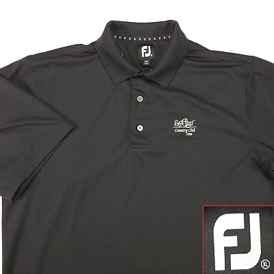 #ad Footjoy Mens Golf Pol Size 2XL Black Solid St Clair Country Club PA Mint #J57 $18.00
