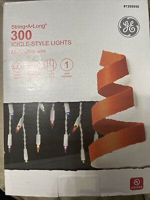 #ad GE Icicle Style Lights 300ct clear Light White Wire $24.00