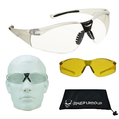 #ad Safety Sunglasses Yellow Clear LensMotorcycle Shooting Hunting Night Driving $8.27