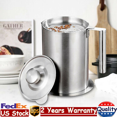 #ad 1.6L Kitchen Oil Filter Oil Storage Can Grease Strainer Container Keeper Pot US $23.00