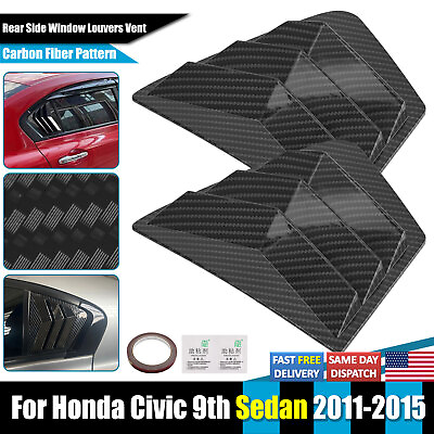 #ad Carbon Fiber Side Vent Window Scoop Louver Cover Trim For HONDA Civic 2011 2015 $19.94