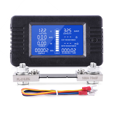 #ad #ad 100A Shunt LCD Display DC Battery Monitor Meter 0 200V Volt Amp For Car RV Solar $18.89