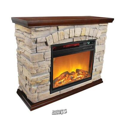 #ad Lifesmart Electric Infrared Faux Polystone Fireplace 1 500 BTU Stone FP2043 $299.99