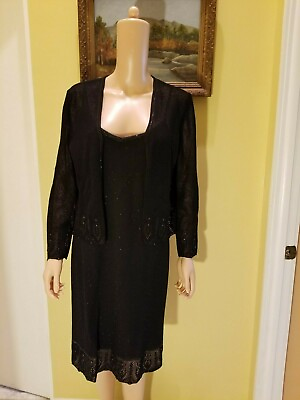 #ad ST JOHN EVENING 2 PC SLIP ON COCKTAIL DRESS WITH PAILLETTES MATCHING JACKET6 8 $255.00