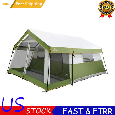 #ad Family Cabin Tent 8 Person Outdoor Camping Tent Portable 1 Room w Screen Porch $183.82