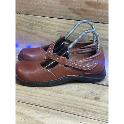 #ad Softwalk Womens Mary Janes Shoes Brown Leather Hook amp; Loop Flat Heel 7N $26.96