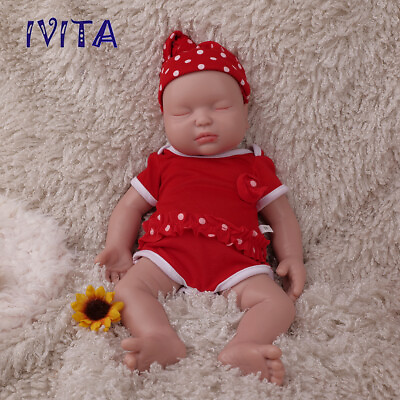 #ad IVITA 15#x27;#x27; Full Body Soft Silicone Reborn Baby Girl Sleeping Vivid Silicone Doll $69.30