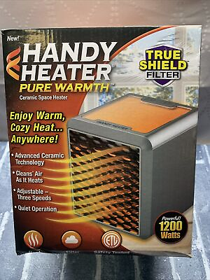 #ad Handy Heater 1200 Watt Pure Tabletop Space Heater Heat Built In Night Light New $24.99