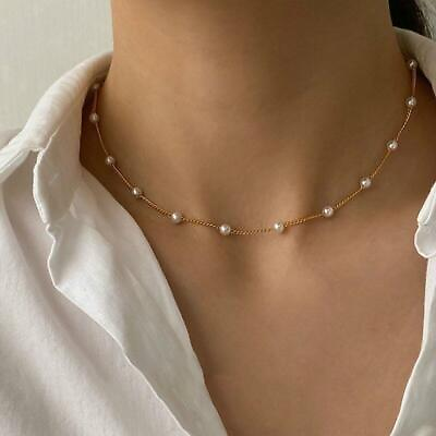 #ad Fashion Pearl Choker Chain Necklace Women Weddings Charm Party Jewlery Gift GBP 2.27