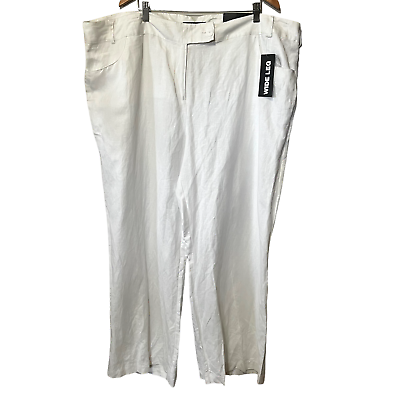 #ad Lane Bryant Pants NEW Wide Leg White Linen Rayon Plus Office Trousers 28 4X $55 $15.00