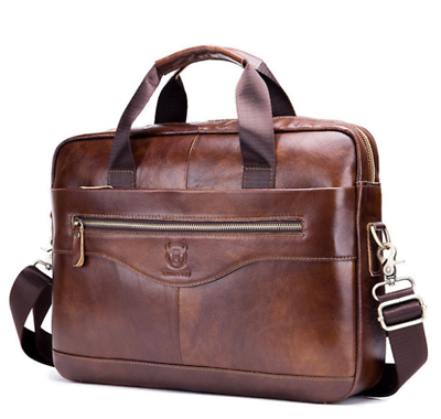 #ad Business Mens BROWN Leather Briefcase Handbag Laptop Messenger Bag Attache Case $59.89