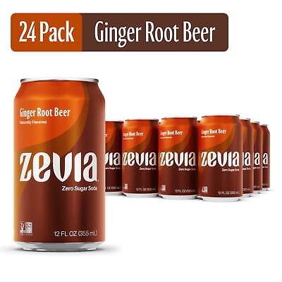 #ad Zevia Zero Sugar Ginger Root Beer Soda Pop 12 Fl Oz Pack of 24 Gluten free $25.37