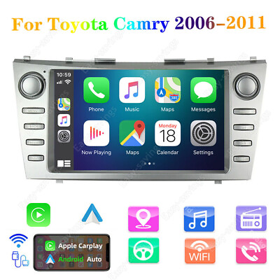 #ad For Toyota Camry 2007 2011 Fit Apple Carplay Android 13 Car Stereo Radio GPS Nav $118.84