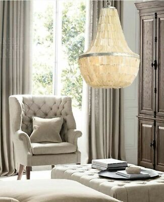 #ad American Style Garden Natural Shell Pendant Bedroom Living Room Lighting $398.97