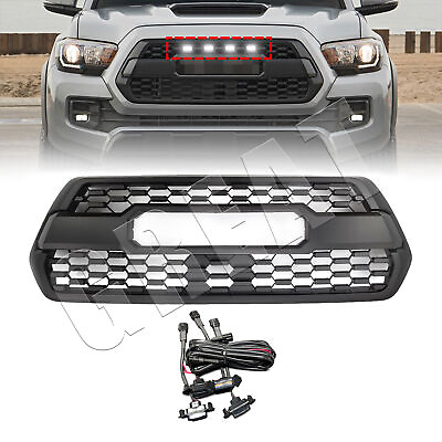 #ad For Tacoma Hood Grill 2016 2023 Bumper Grille With Accessories4 LED Matte Black $99.99
