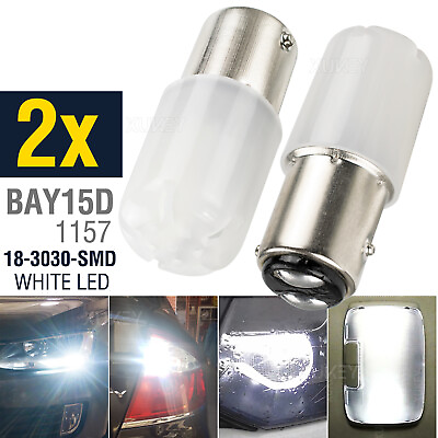#ad 1157 LED Tail Brake Stop Reverse Parking Turn Signal Light Bulb White 18 3030SMD $9.99