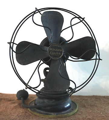 #ad Antique 1920s Rare Western Electric 9 Inch 4 Blade Tabletop Tilting Fan Works $194.87