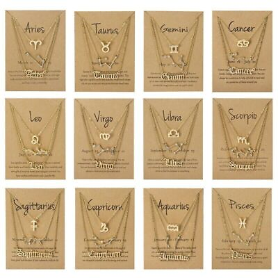 #ad 3pcs 12 Constellation Zodiac Sign Pendant Necklace Chain Women Jewelry  $6.95