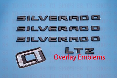 #ad 4pcs 2019 2024 Silverado LTZ Overlay Emblems Nameplate Badges Matte Black $35.98