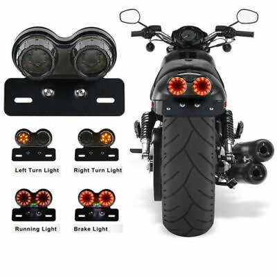 #ad Motorcycle Tail LED Turn Signal Brake Driving Lights with License Plate Bracket $16.59