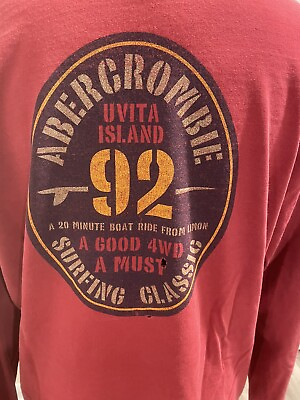 #ad Abercrombie Fitch Mens T Shirt M Long Sleeve Cotton Surfing Classic Uvita 92 Red $18.00
