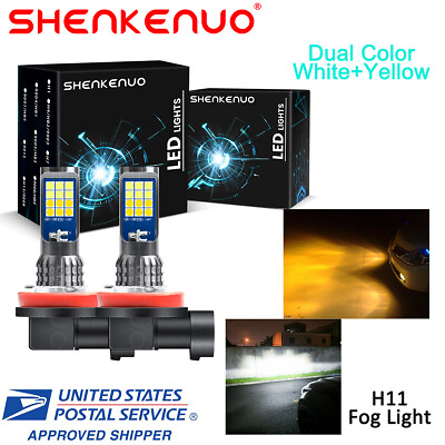 #ad 2X H8 H11 Dual Color Switchback White LED COB Fog Light Bulbs 160W 2600LM $20.07