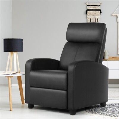 #ad Black PU Leather Recliner for Living Room Bedroom Home Theater Modern Recliner $129.99