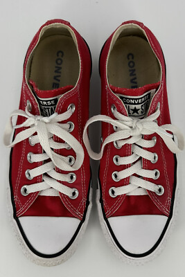 #ad Converse All Star Low Top Shoes Mens Sz 5 Womens Sz 7 Red Canvas Sneakers $21.50