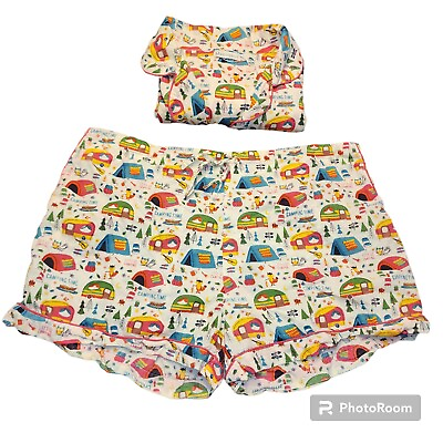 #ad MAHOGANY Womens Camping Cotton 2 Piece Pajama Set XL The Pajama Company $28.00