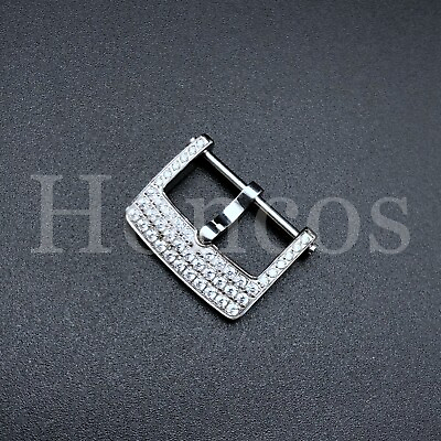 #ad 16MM CUSTOM MADE PAVE DIAMOND BLING BUCKLE REPLACEMENT SPECIAL MADE SILVER SCREW $39.95