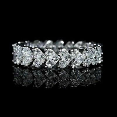 #ad 2Ct VS1 Lab Created Diamond 14K White Gold Plated Engagement Eternity Band Ring $95.19
