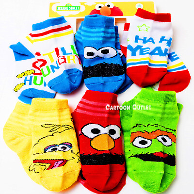 #ad Sesame Street Toddler Socks 2T 4T Elmo Cookie Monster Oscar 6 pairs new $8.99