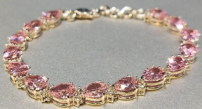 #ad 3Ct Lab Created Pink Topaz Diamond 14K Yellow Gold Plated Style Women#x27;s Bracelet $199.99