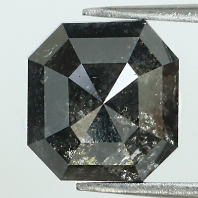 #ad 2.68 Ct Natural Loose Diamond Radiant Black Grey I3 Clarity 8.00 MM kdL8258 $409.00