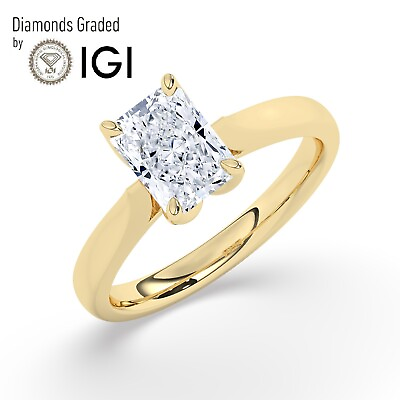 #ad IGI1.00 CT Solitaire Lab Grown Radiant Diamond Engagement Ring18K Yellow Gold $1075.40