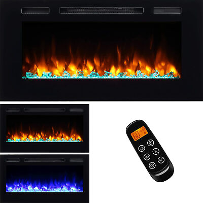 #ad #ad 50 Inches Recessed Electric Fireplace Log Set amp; Crystal 1500W Heater $319.99