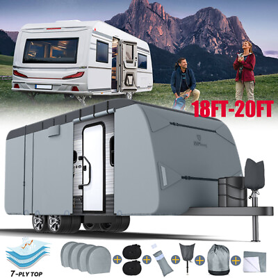 #ad Heavy Duty Travel Trailer RV Cover Waterproof Anti UV Fits for 18#x27; 20#x27;FT Camper $183.35