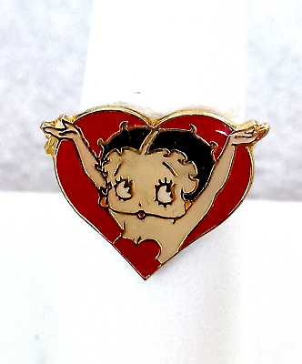 #ad Rare Vintage Betty Boop Arms In Air Heart Comic Collectible Ring 1980s New NOS $11.99