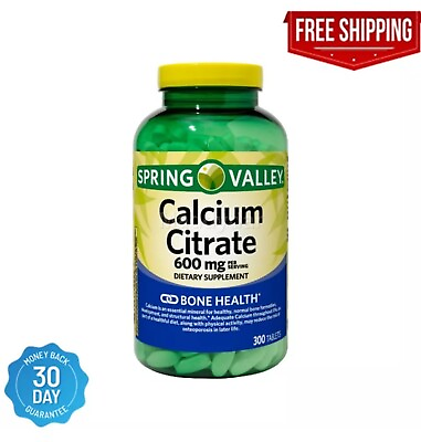 #ad Spring Valley Calcium Citrate Tablets Dietary Supplement 600 mg 300 Count $11.49