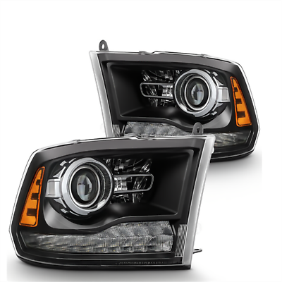 #ad Black Dual Quad Projector Headlights LH RH For 09 19 Ram 1500 2500 3500 $228.26