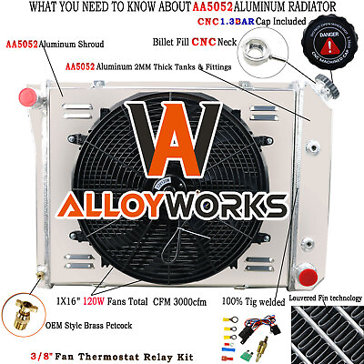 #ad #ad 3 Aluminum Row Radiator Shroud Fan Fit Chevy Nova Pontiac Ventura 1973 1974 23quot; $184.95