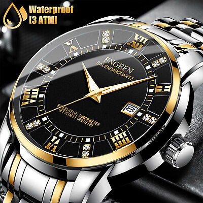 #ad #ad Waterproof Classic Men Watch Stainless Steel Quartz Luminous Wristwatch Business $11.98