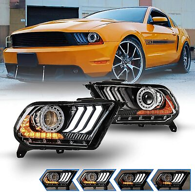 #ad LED Projector Headlights For 2010 2012 Ford Mustang Sequential Turn Signals Pair $314.99