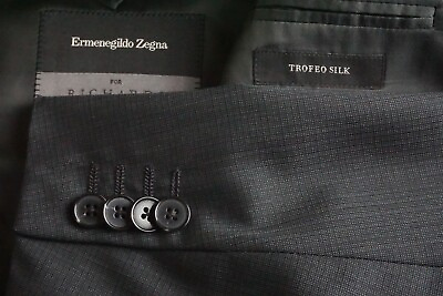 #ad Ermenegildo Zegna Trofeo Silk Roma Silk Blend Gray Plaid Sport Coat Jacket 44L $129.99