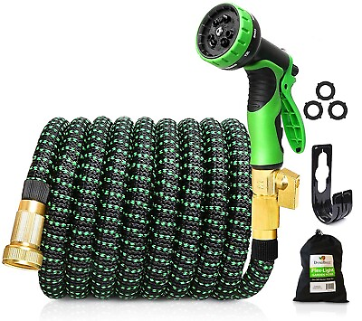#ad 50’ Flexible Garden Hose Lightweight Kink Free. With Carry Bag Spray Nozzle $16.98