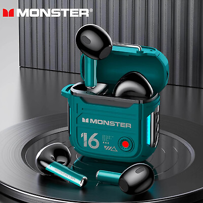 #ad Monster XKT16 Wireless Bluetooth Earbuds HiFi Sound Dual Mode Gaming Headphones $29.00