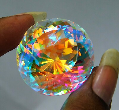 #ad 90Ct Natural Mystic Topaz Round Brilliant Loose Gemstone Rainbow Brazil.G 1080. $23.39