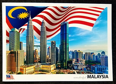 #ad AG P222 Malaysia Petronas Twin Tower Kuala Lumpur Flag Tourism postcard *New $1.99