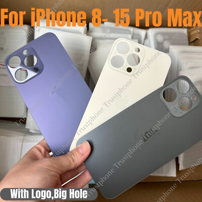 Lot For iPhone 15 14 13 12 11 XS XR 8 Back Glass Replacement Big Hole Rear Cover $111.22